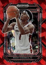 2023 Panini Prizm Draft Picks Ricky Council IV #1 Red Ice Arkansas Razorbacks 4A