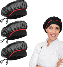 3 Pcs Chef Hat, Elastic Kitchen Cooking Hat for Women, Food Service