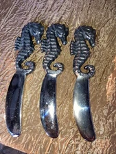 VINTAGE Sea Horse Set of 3 Spreading / Cheese / Jam/Butter Serving Knives