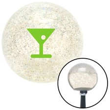 Green Martini Glass W Olive Clear Metal Flake Shift Knob W M16x1.5 Insert