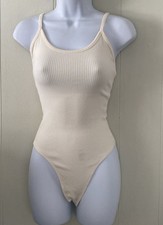American Eagle Ivory Ribbed Thong Bodysuit Size XS