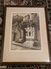 Vintage SIGNED Framed Lucy Garnot Cluny Etching Print 1920s 1930s *Supports NHS