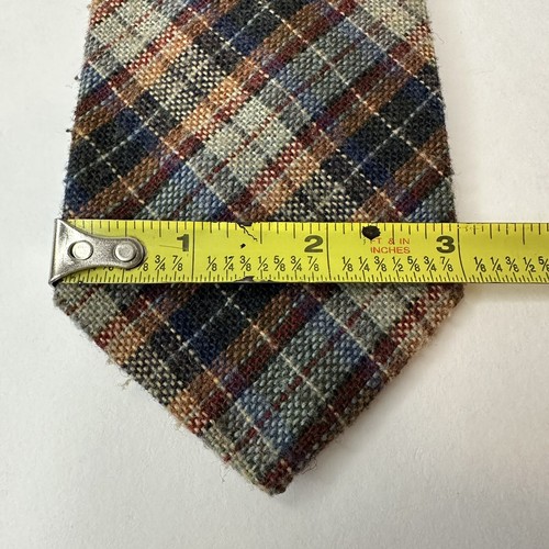 Brittania Classic Men's Neck Tie Blue/Red/Gold Plaid VINTAGE Preppy Academia - Picture 9 of 9