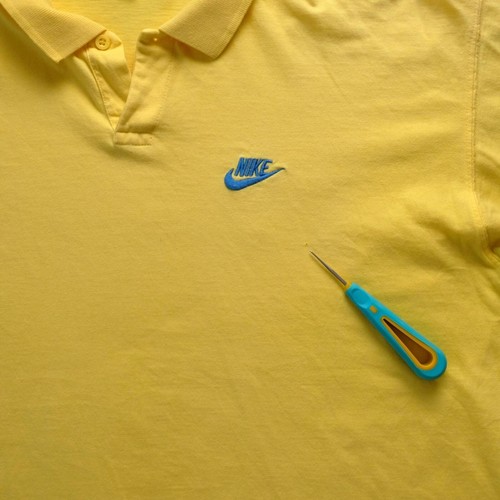 VINTAGE Nike Polo Shirt Yellow Collared Mens Size XL Single Stitched 80s - Picture 5 of 10