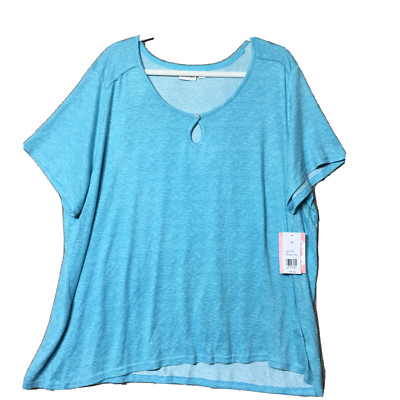 Kim Rogers Shirt Womens 3X Turquoise Short Sleeve Soft as a Cloud Tee NEW
