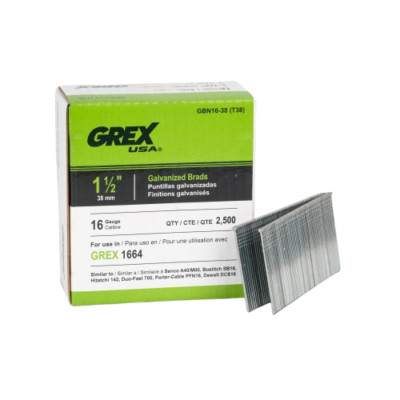 Grex GBN16 16 Gauge 1-1/2 in. Galvanized Brads, 2.5M