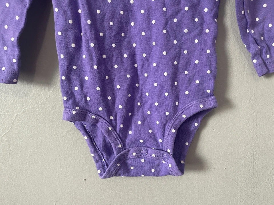 Body Carter's Bebé Niñas Blanco Lunares 100% Algodón Manga Larga Púrpura 24M Foto 4 de 4