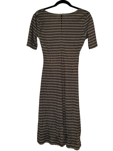 Tommy Bahama V Neck Faux Wrap Dress Brown Hexagon Pattern Womens Sz XS 100% Silk - Picture 3 of 6