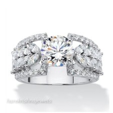 Round Cut 3.21CT Lab-Created Diamond 14K White Gold Over Engagement Wedding Ring