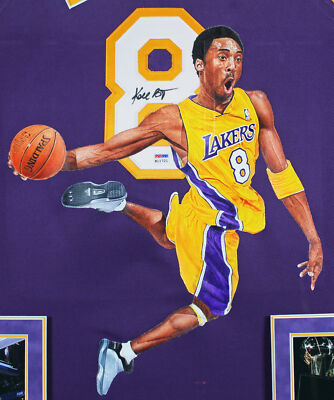 Lakers Kobe Bryant Signed William Zavala Hand Painted M&N Framed