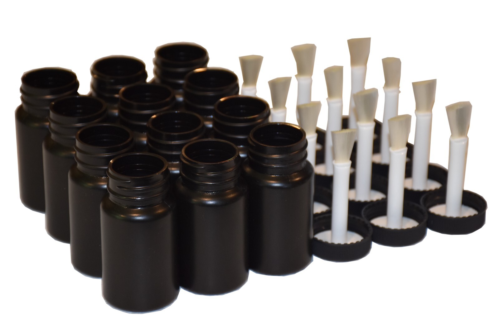 2oz Black Craft Bottle with Brush in Cap -&nbsp;  100 Pack