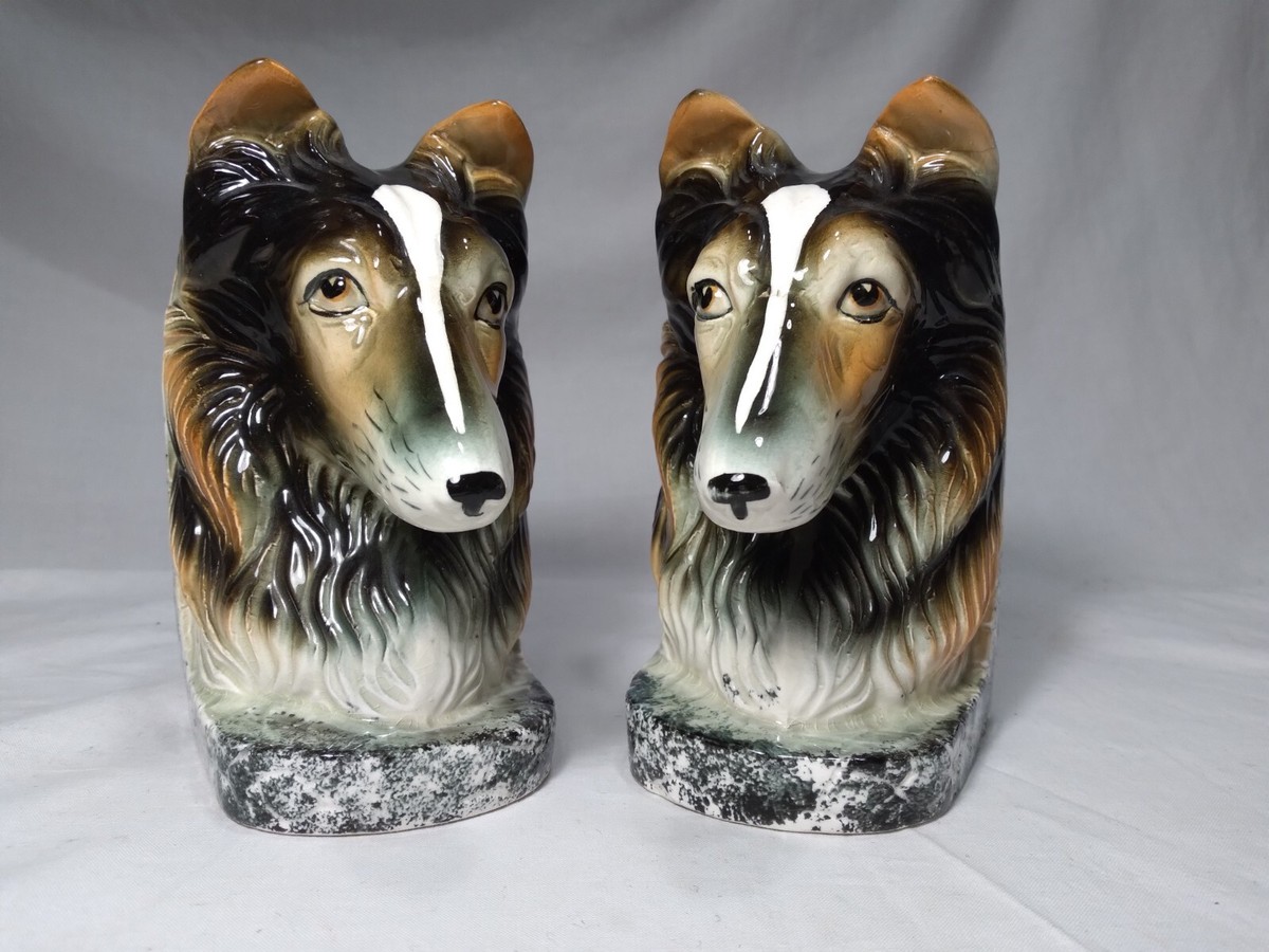 コリー犬 磁器ブックエンド Collie dog bookends Amazon.com: Dog Bookends, Book Ends for Shelves to Hold Books