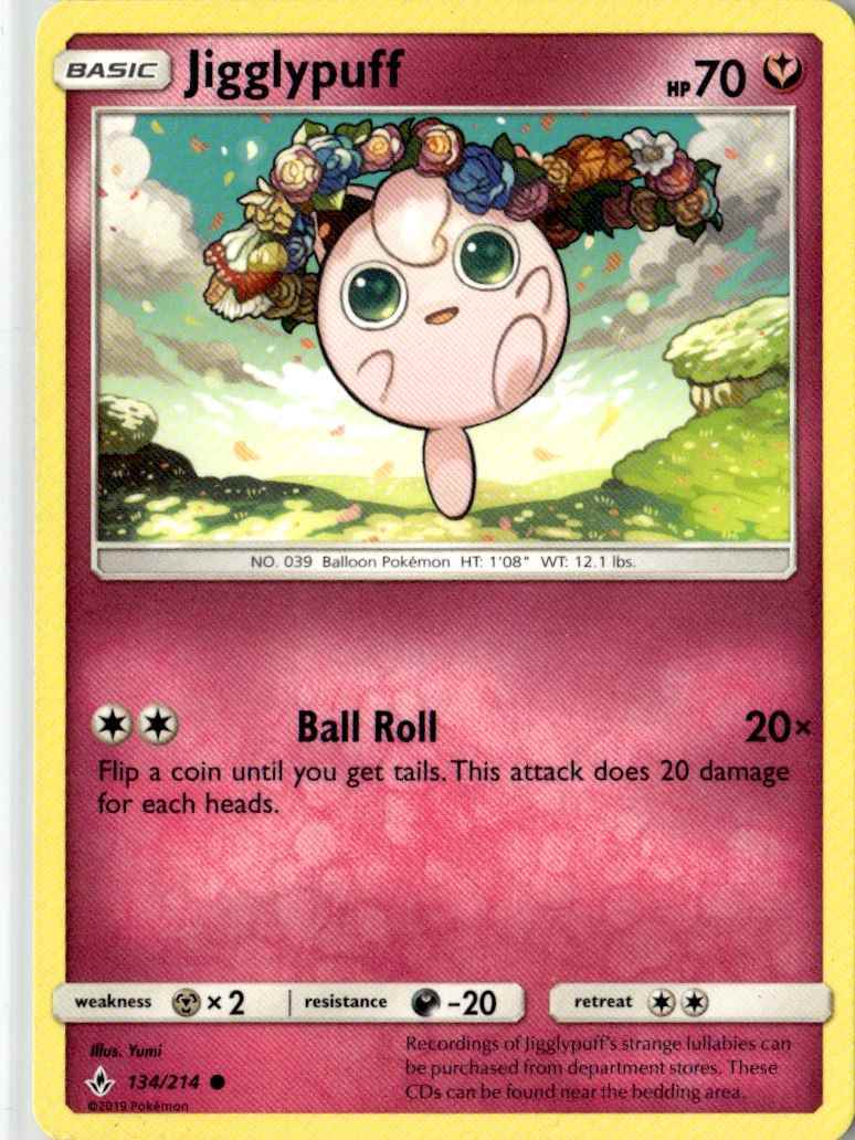 2019 Sun & Moon Unbroken Bonds Jigglypuff 134/214