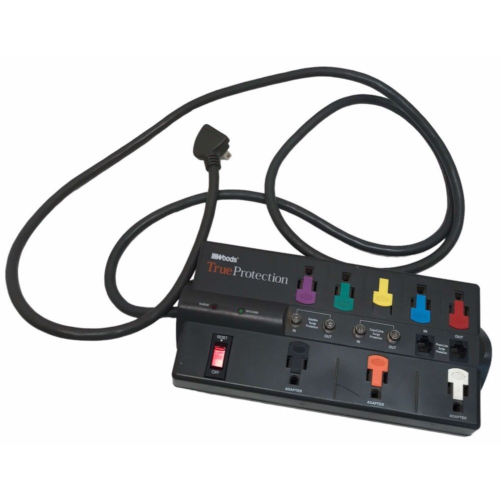 Surge Protector Power Strip Home Theater Relocatable Power Tap 7G39 adapter cord-image