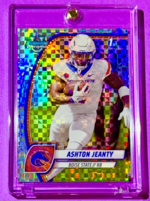 Ashton Jeanty RARE SILVER CHECKER REFRACTOR ROOKIE CARD 1ST BOWMAN CHROME RC!