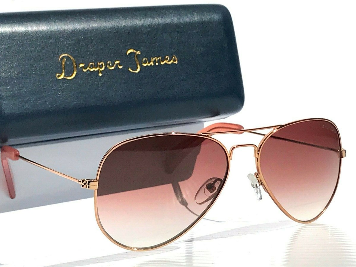 Draper James Rose Gold Aviator Sunglasses with Dark Lenses NEW Draper James LYNN Rose Gold Aviator Blush Pink Lens  main image 4