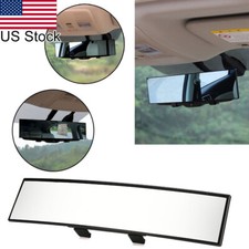 1pc 300mm Jdm Wide Curve Interior Front Clip On Rear View Clear Mirror Universal