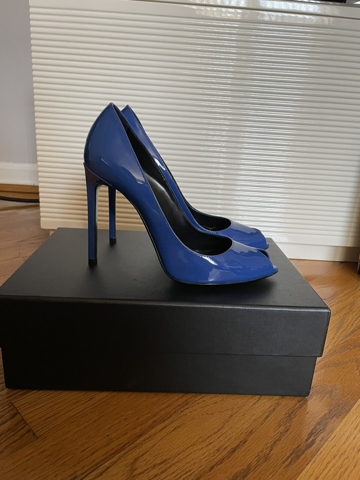 SAINT LAURENT ysl vitello vernice blu morbido majorelle