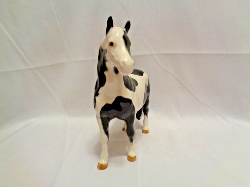 Original Beswick England Black Piebald Pinto Pony Horse Porcelain - Picture 4 of 12