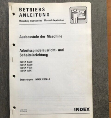 INDEX G200/G300/V200/ABC Steuerung C200-4 ''Betriebsanleitung'' 15 Seiten