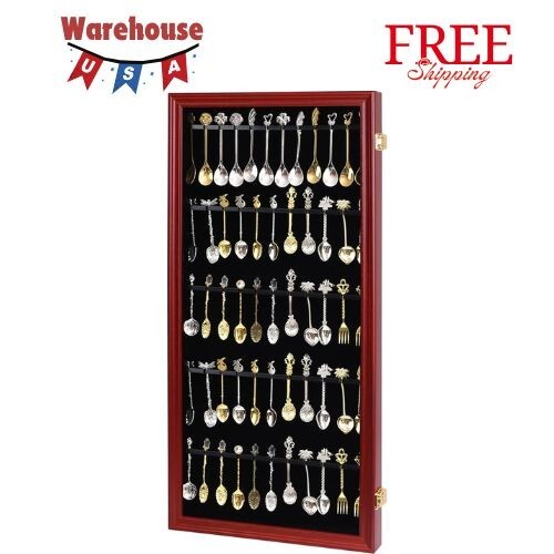 60 Souvenir Tea Spoon Display Case Collection Collector Rack Wall Mount ...
