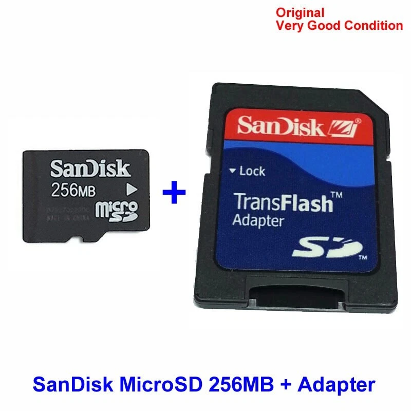 100% Genuine Original SanDisk MicroSD 256MB Memory Card+MicroSD Adaptor/ Adapter - Image 3 of 3