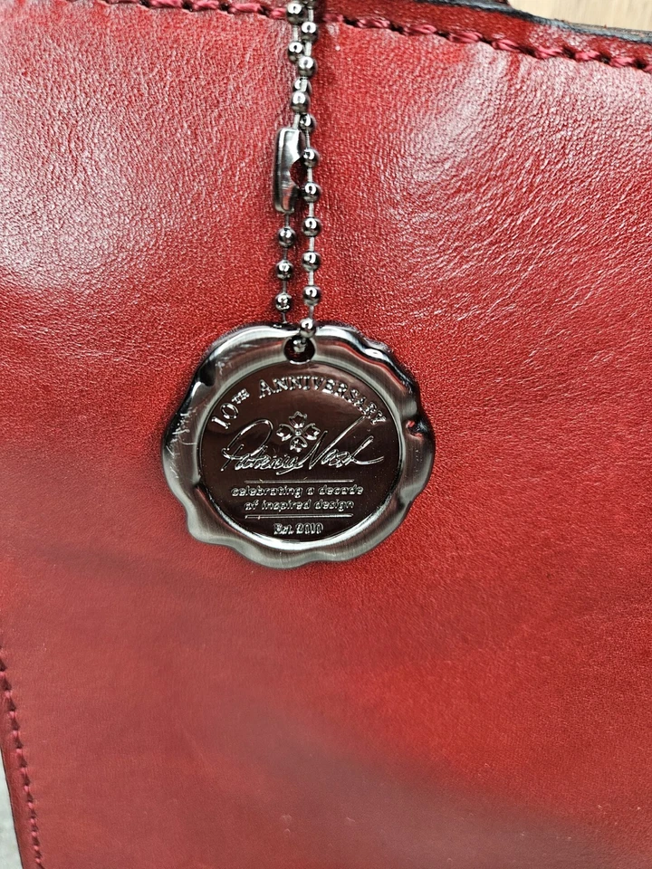 Patricia Nash Rienzo Satchel Bag Purse Red Leather Two Handle Tote - Image 3 of 4