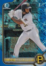 MAIKOL ESCOTTO /150 BOWMAN CHROME 1ST ROOKIE RC BLUE RAYWAVE REFRACTOR A'S 2022