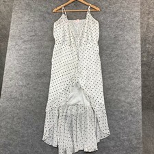 Showpo Womens Wrap Dress Size 8 White Polka Dot Midi Sleeveless Lined 31714