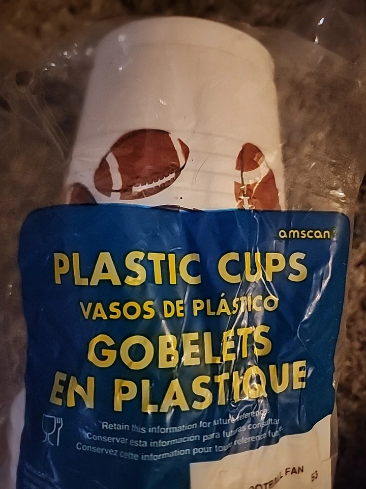 Tazas de plástico para aficionados al fútbol 8 unidades 16 oz puerta trasera fiesta deportes Super Bowl Foto 3 de 4