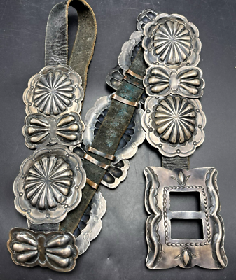 1920s 1930s NAVAJO Third Phase 3 CONCHO BELT Coin Silver Stamped