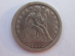 1856 LARGE DATE SEATED LIBERTY DIME 10C RARE DATE MINT HIGH GRADE XF+