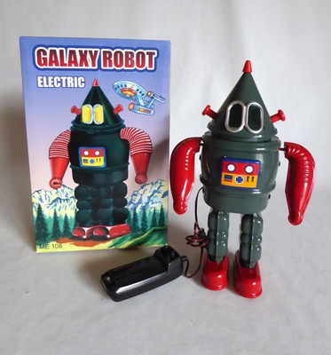 SUPT 9  GALAXY ROBOT ELECTRIC SPARKING REMOTE CONTROL CONE HEAD TIN ROBOT (NEW