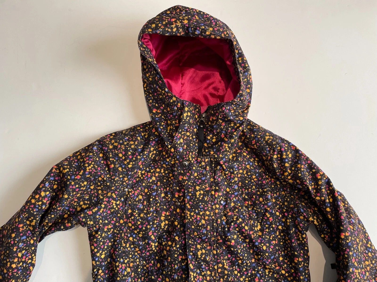 burton dryride tabloid polka dot hooded coat jacket