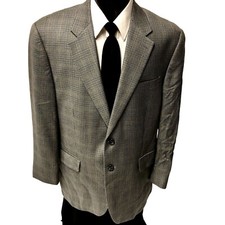 Chaps Ralph Lauren STEEL BLUE Sport Coat HOUNDSTOOTH Jacket Silk Wool Blazer 42R