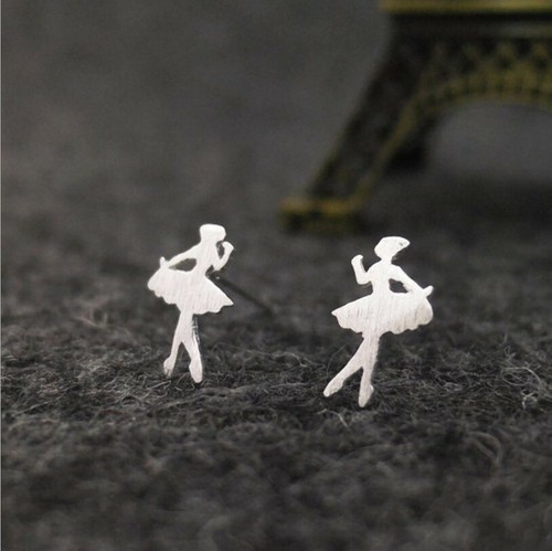 Fashion Women 925 Sterling Silver Jewelry Earrings Ballet Dancing Girl Stud 1198 - Picture 3 of 6