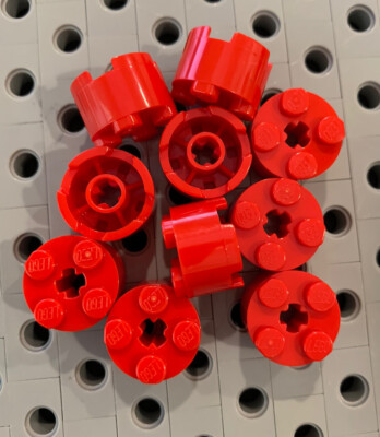 Lego 2X2 Round Red With Hole 2 X 2 Bricks Special Column lot of 10