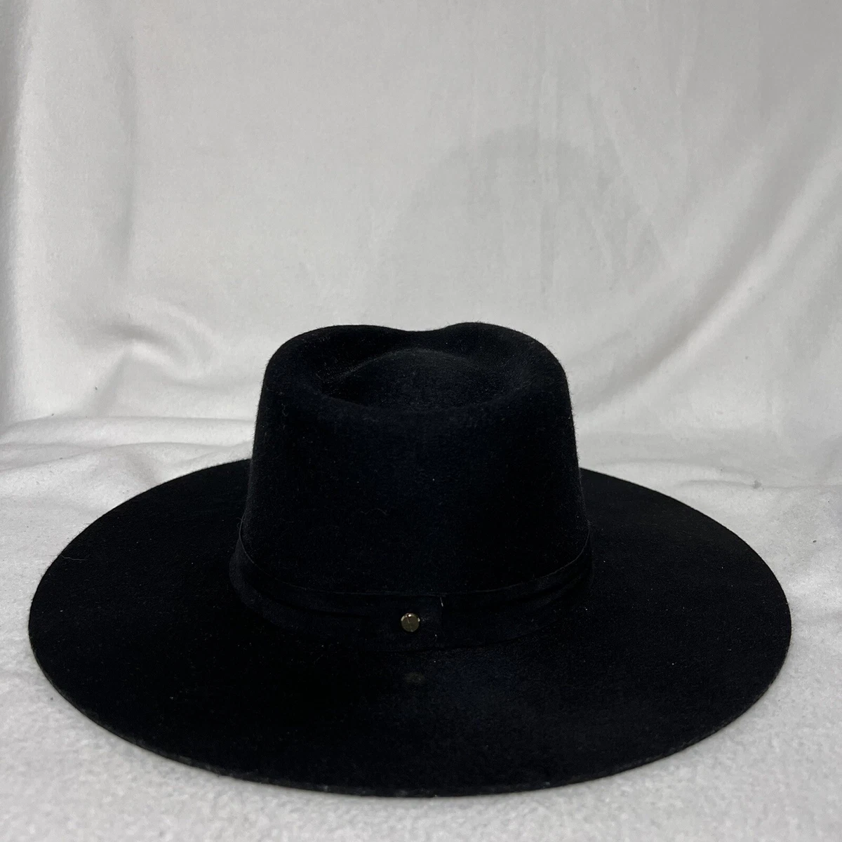 Janessa Leone Wool Fedora Hat Womens Medium Black Wide Brim Ribbon Stripe * Ross Hat | Janessa Leoné – Janessa Leone main image 2