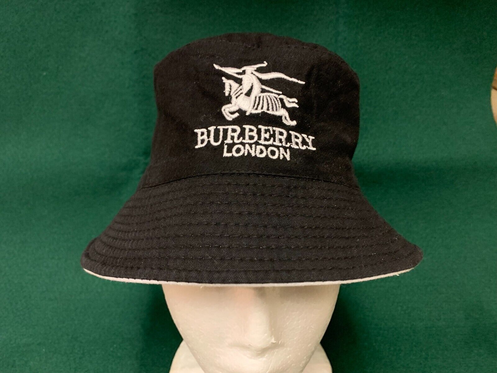 Burberry Reversible Logo Print Cotton Gabardine Bucket Hat Black in Cotton  - US