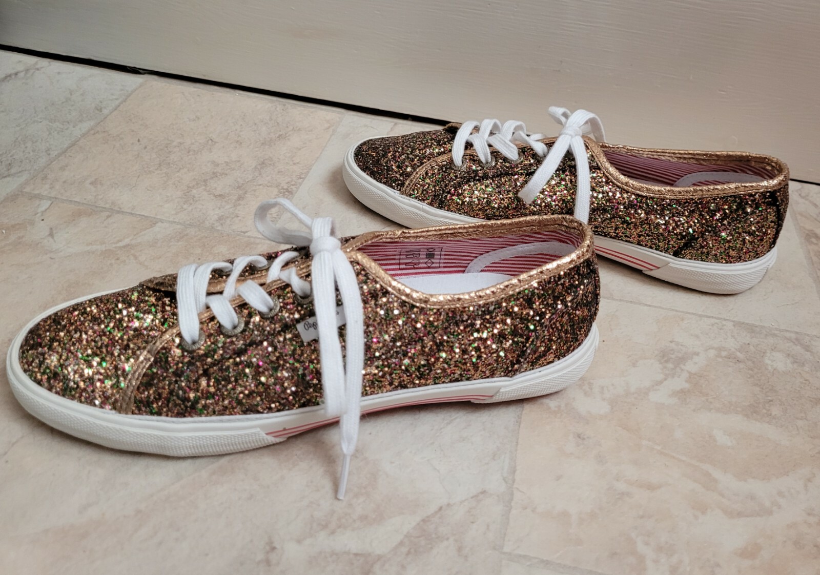 Pepe Jeans London Gold Glitter Look Sneakers/Trainers Size 6.5/40 | eBay