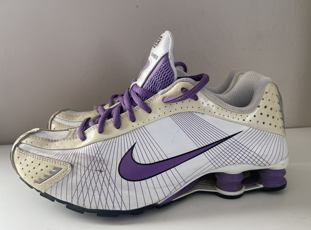 Nike 7Y 7 youth Shox Youth R4 FW White Purple Running Shoes