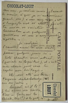 TOULET. Autograph postcard in Curnonsky. undated.