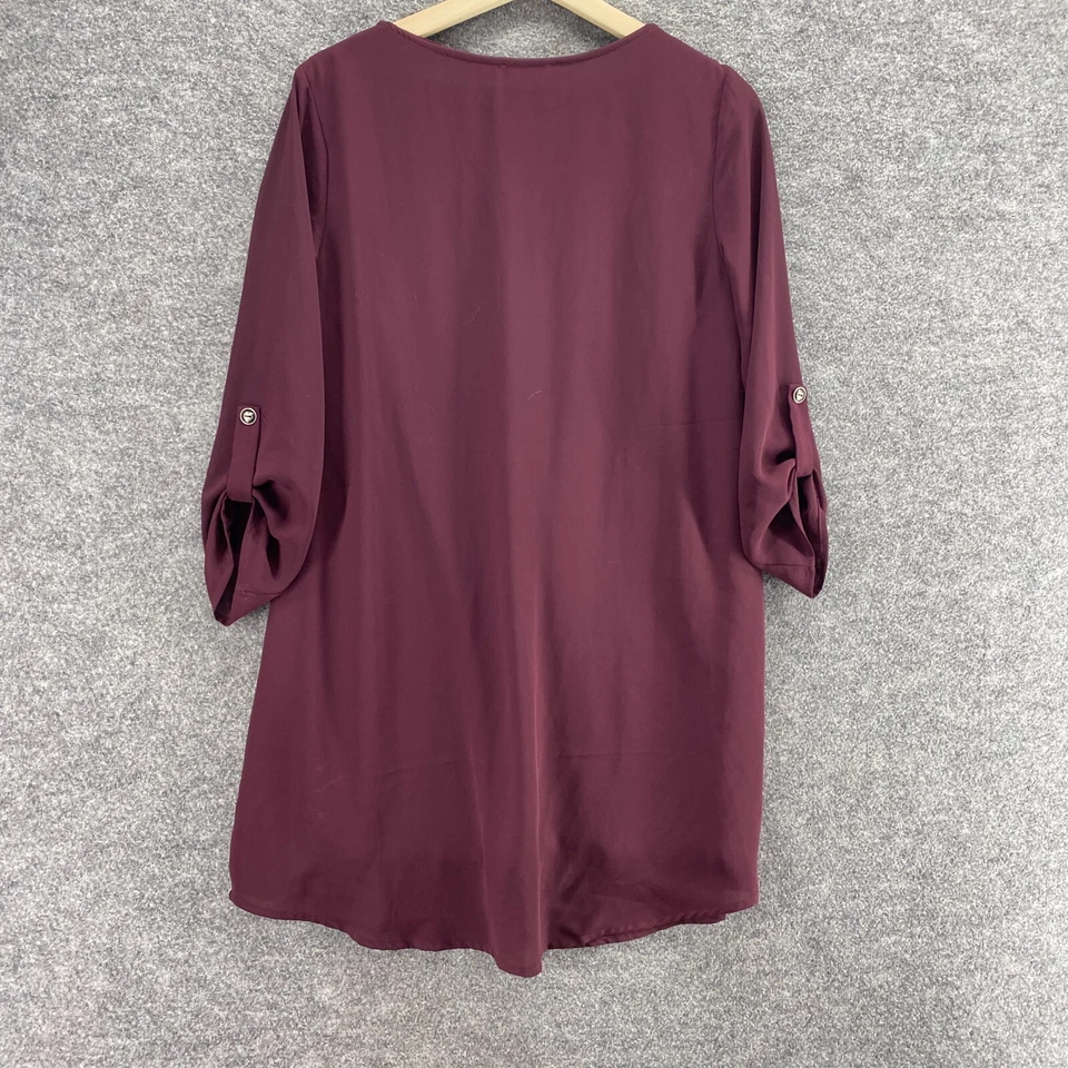 Blusa exuberante para mujer S pequeña púrpura cuello en V manga 3/4 pulóver informal transpirable Foto 2 de 4