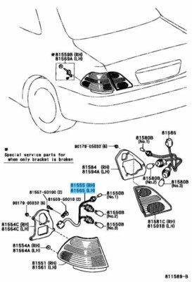 LEXUS LS430 UCF30 01-04 Genuine Rear Combination Lamp Socket