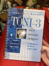 TONI-3 Test Of Nonverbal Intelligence 3rd Edition Examiner’s Manual