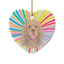 Clumber Spaniel Heart Ornament - Ceramic