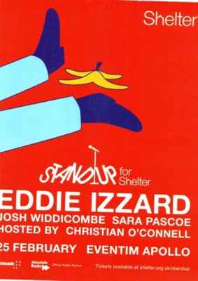 (VBKF) WERBUNG 11X9'' AUFSTELLER FÜR UNTERSTAND: EDDIE IZZARD. JOSH WIDDICOMBE