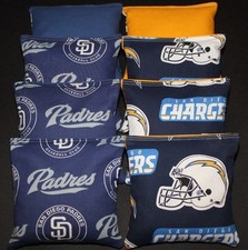 CORNHOLE BEAN BAGS made w San Diego SD Padres  Chargers Fabric ACA Regulation