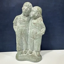 Isabel Bloom Brothers Friends Art Sculpture Statue Signed Boys Wearing Overalls