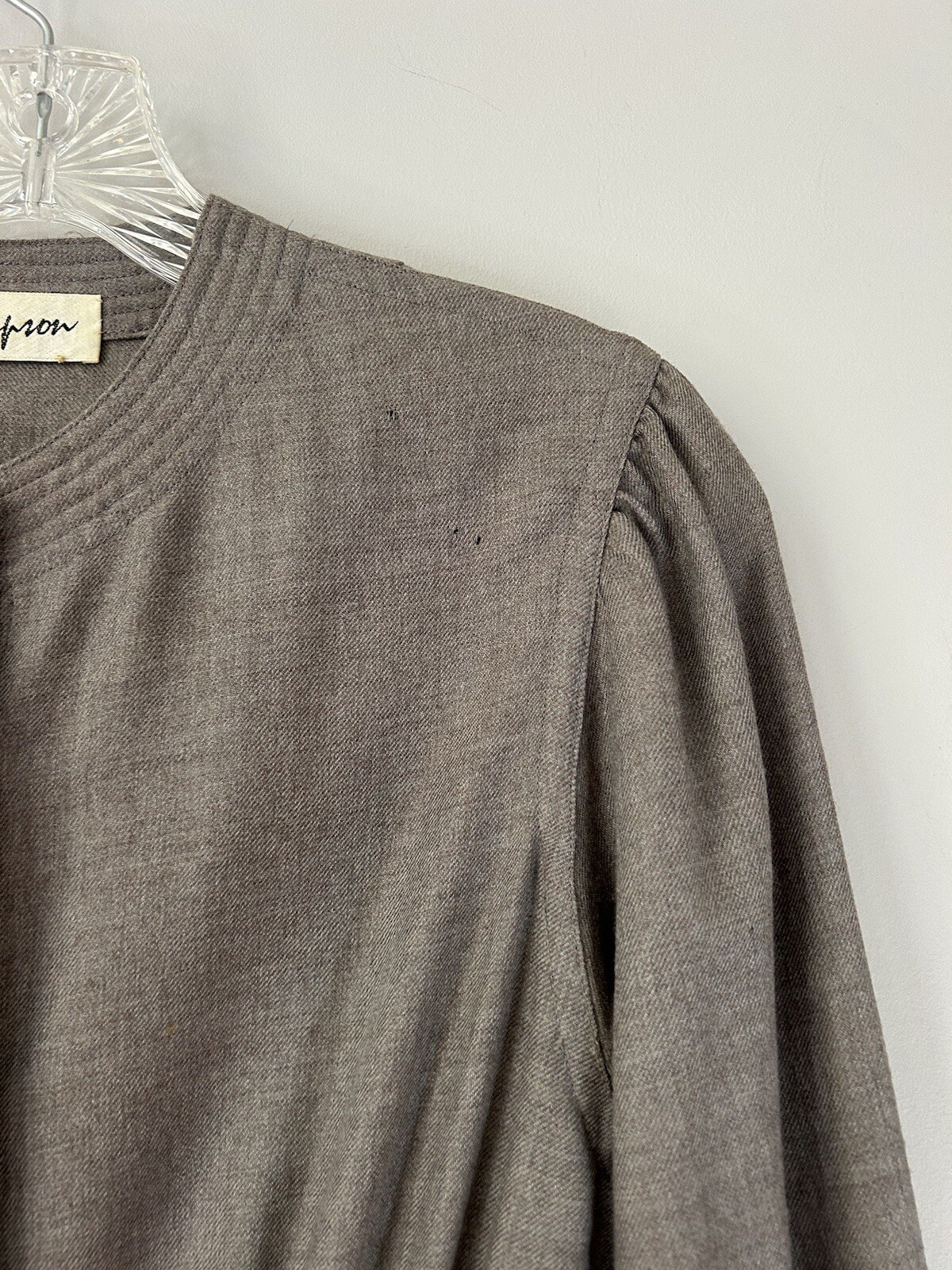 Vintage Adele Simpson Gray Button Front Wool Dress - image 2